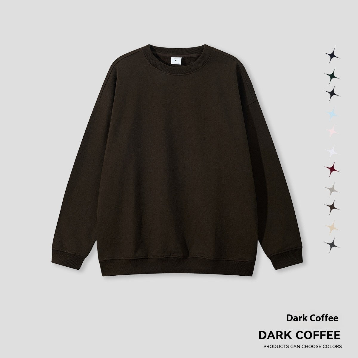 Round Neck Solid Color Hoodie Street Fashion Loose