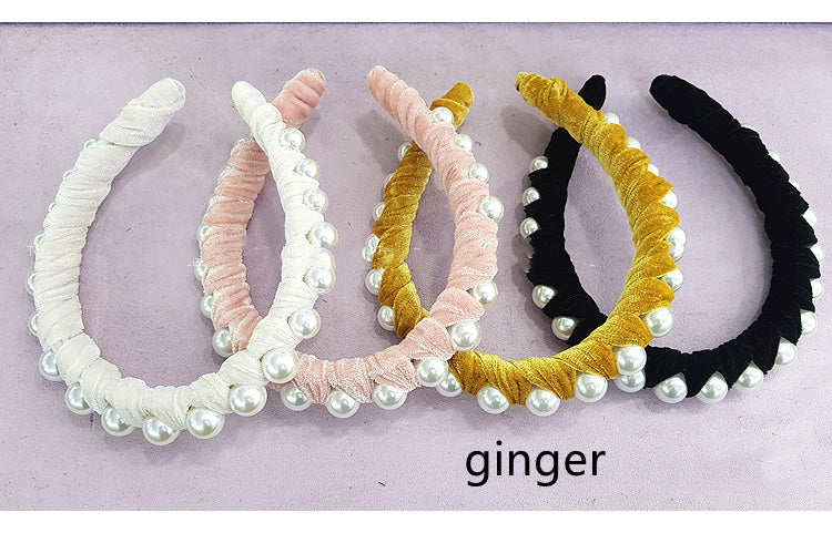Pearl Embellished Velvet Wrap Crown Headband