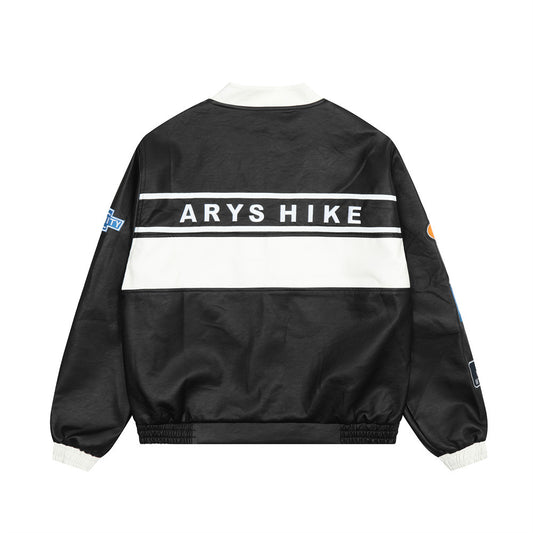 Locomotive Style Racing Suit Leather Coat Men