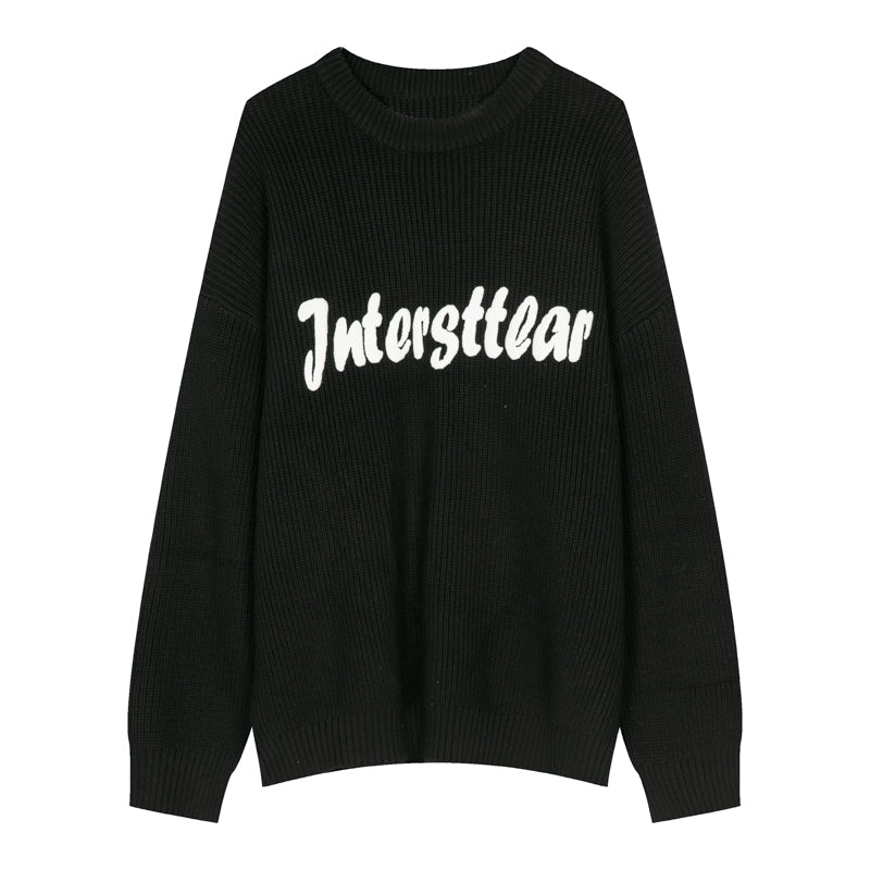 Lazy Style Three-dimensional Letter Round Neck Pullover Couple Sweater