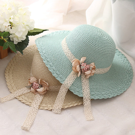 Flower Lace Children's Sunscreen Shade Straw Hat