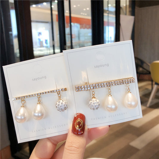 Pearl tassel hairpin headdress pendant side clip girl