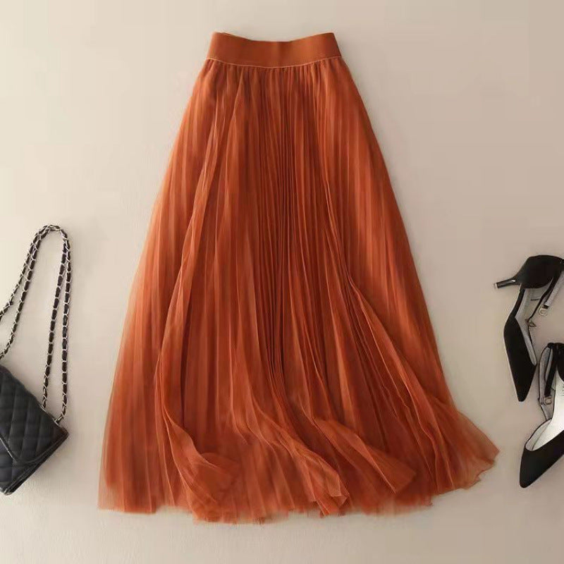 Women's Casual Skirt Mid-length Pleated Skirt