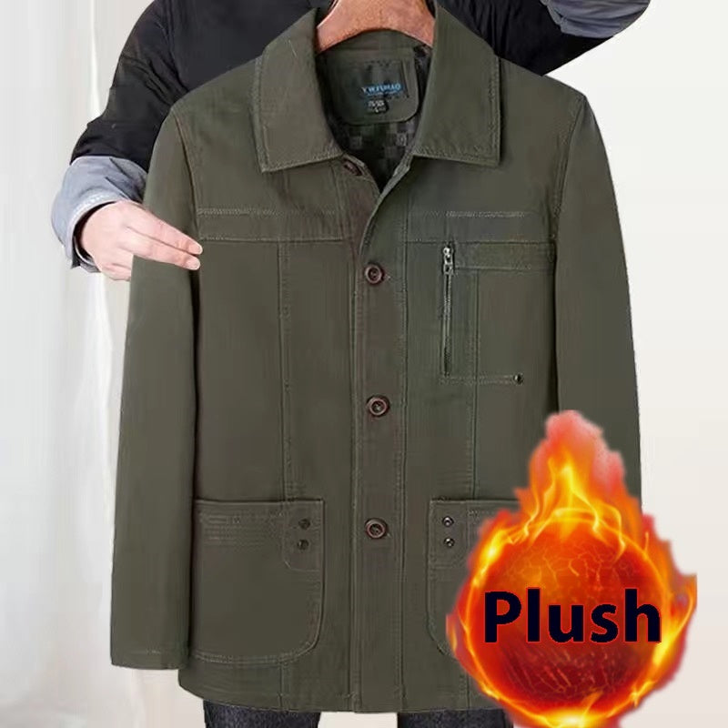 Cotton Jacket Men's Spring And Autumn Middle-aged Business Leisure Coat Dad Wear