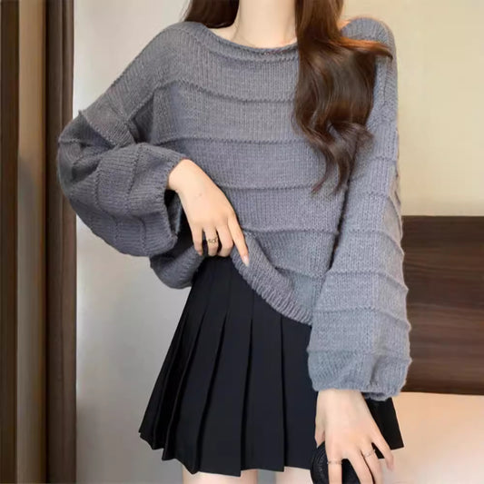 Retro Laid-back Knit Sweater Loose Fit