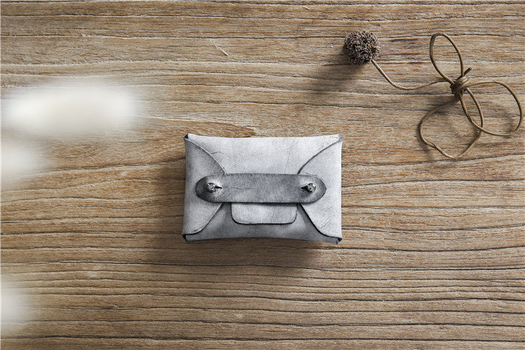 Handmade Vintage First Layer Leather Card Holder Mini Coin Purse