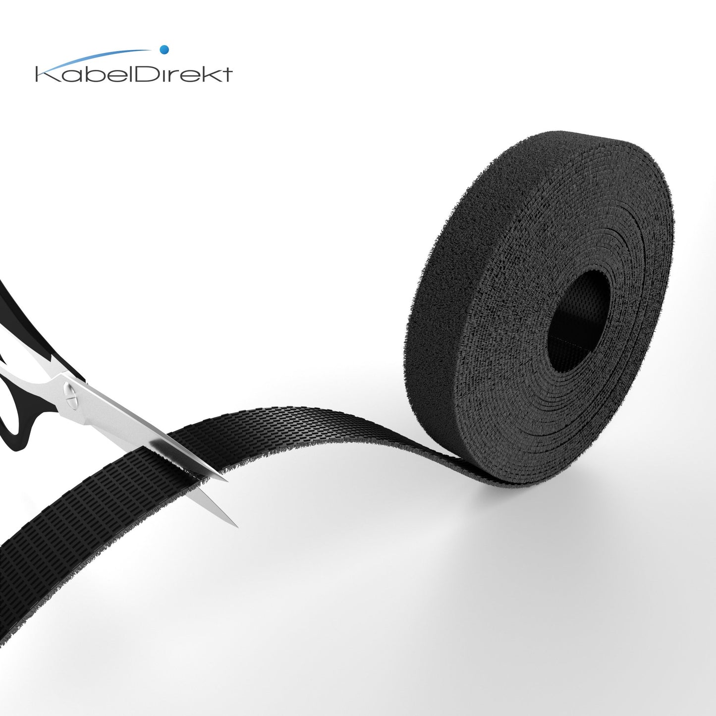 KabelDirekt – 12,5mm × 5m smalt kardborreband för kablar (återanvändbart, svart)
