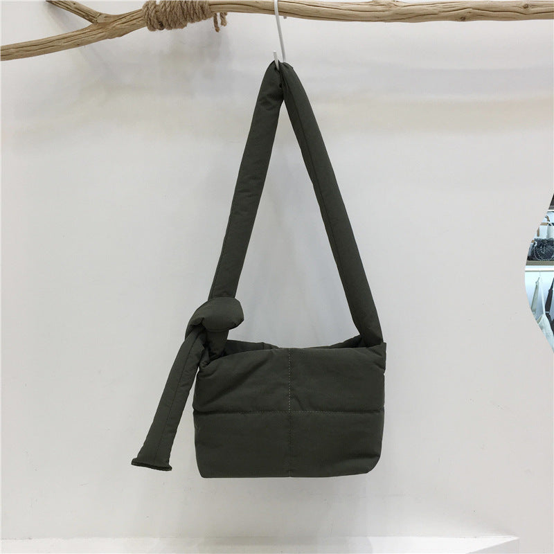 Down Cotton Small Square Soft Texture One Shoulder Crossbody Messenger Bag