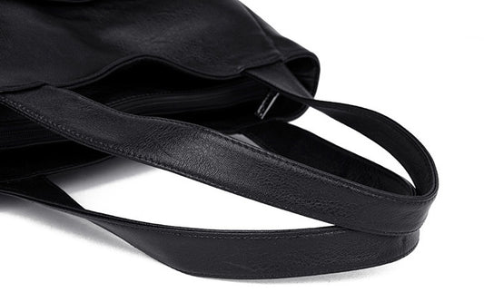 Damehåndtaske med stor kapacitet i blødt læder, skuldertaske/crossbody