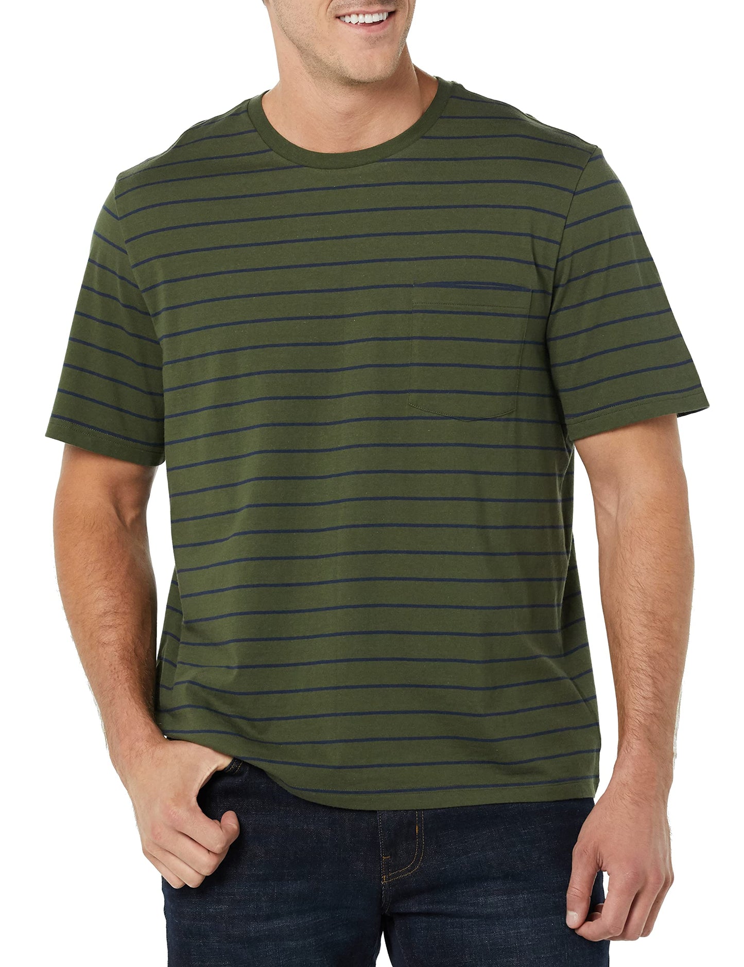 Amazon Essentials herr Regular-fit Short-sleeve Crewneck Pocket T-shirt, Pack of 2 T-tröja (2-pack)