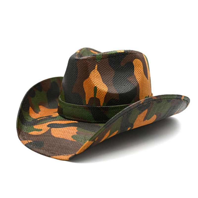 Retro Punk Guitar Skull Beauty Straw Cowboy Hat Sun Protection Sunshade