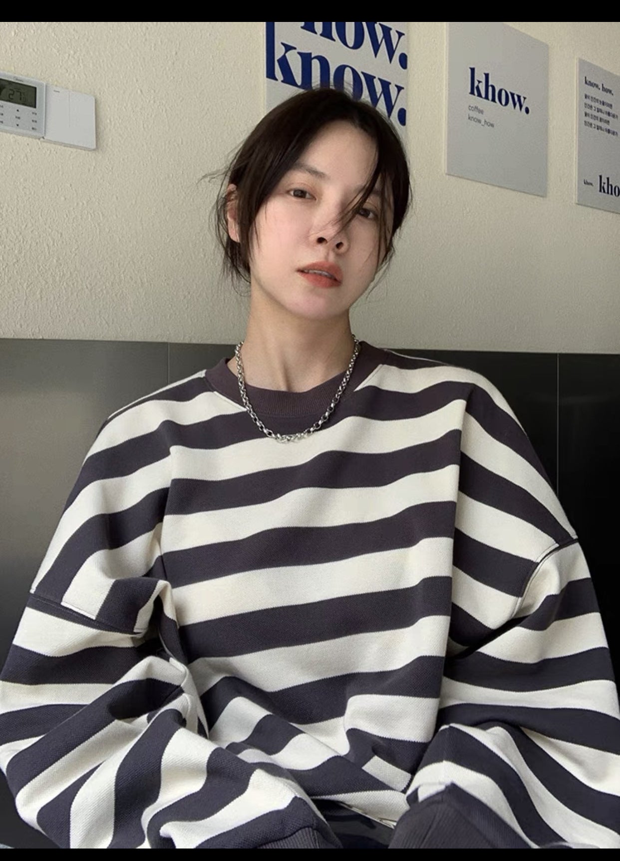 Moderne Stribet Pullover Sweatshirt til Kvinder