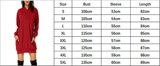 Women's Printed Mid-length Pocket Hooded Long Sleeve Sweater