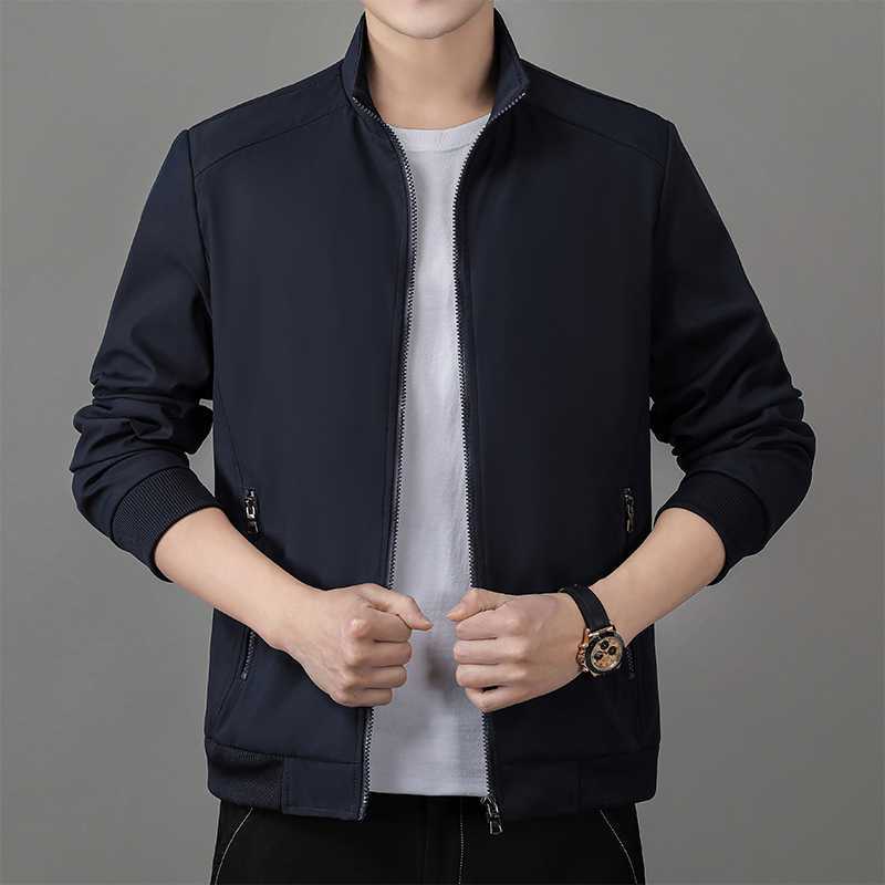 Casual Jacket Men's Fleece-lined Thickening Stand Collar Jacket Cotton-padded Jacket Warm Dad Wear