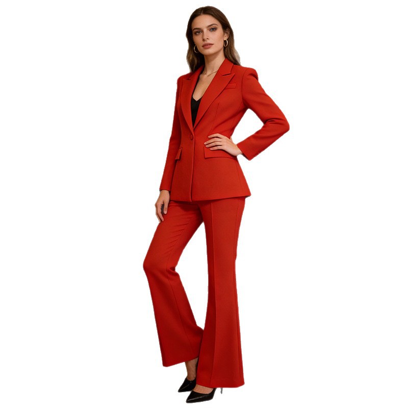 Red Suit Set Women's Professional Outfit