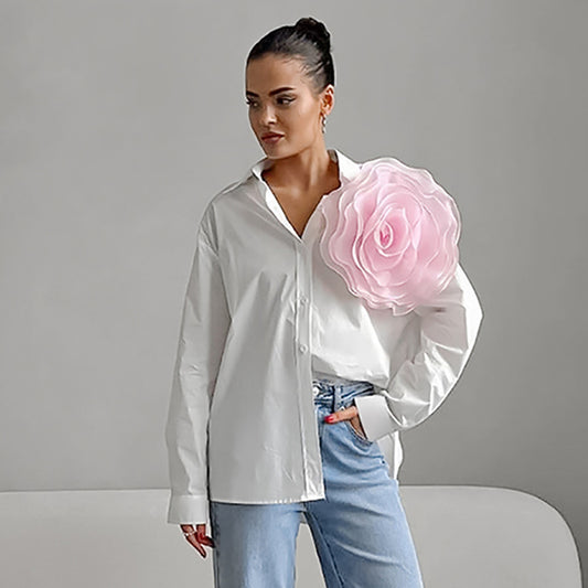 Fashion Polo Collar Mesh Bow Tie Shirt