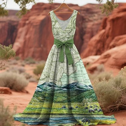 Womens Sleeveless V-Neck Lace-Up Dress With Floral Print