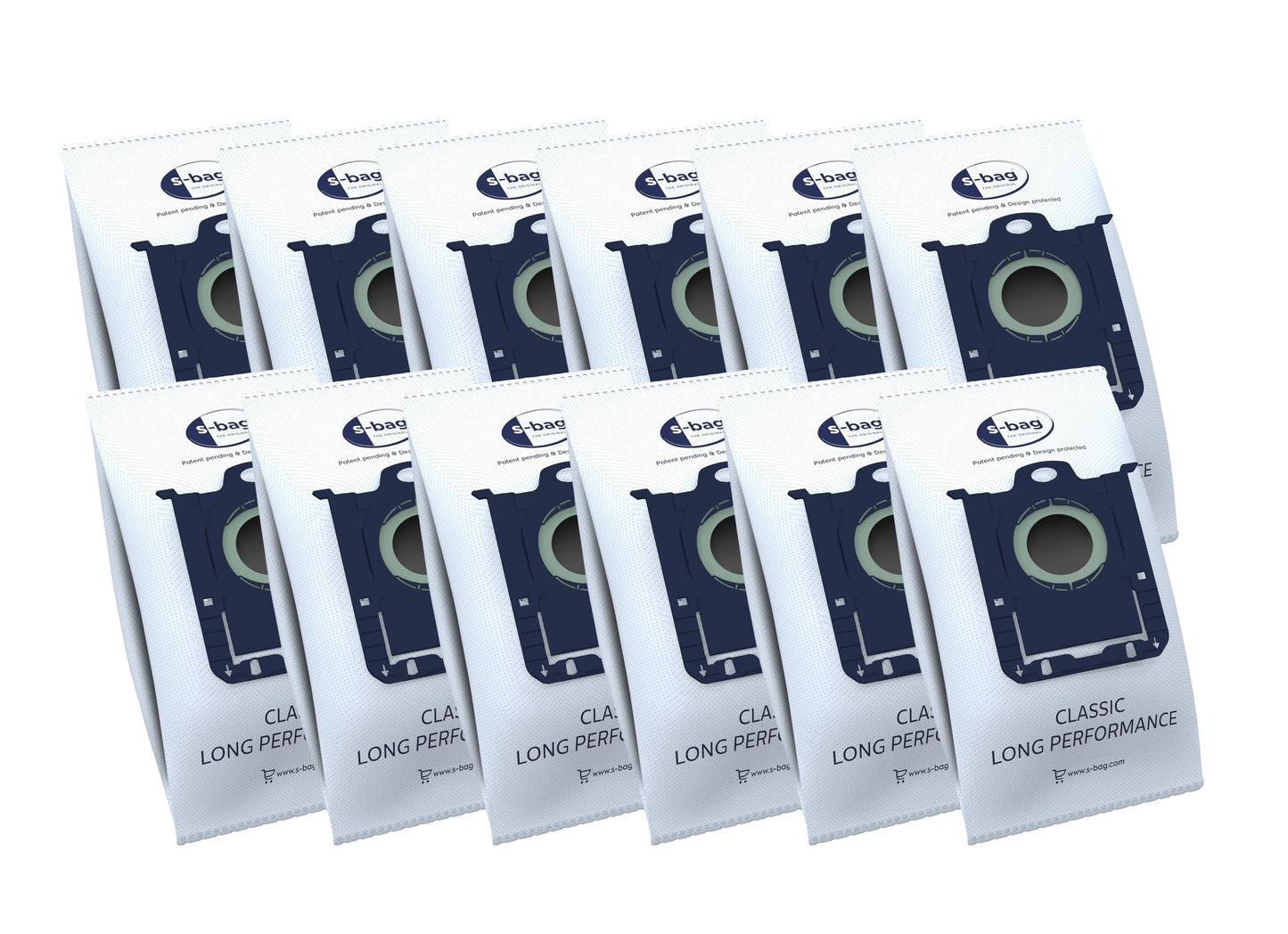 Electrolux E201SM Dammsugarpåsar S-bag Classic Long Performance, 12 Påsar, Optimerar luftflödet med påsens tåliga syntetmaterial, Lämplig för många typer av dammsugare