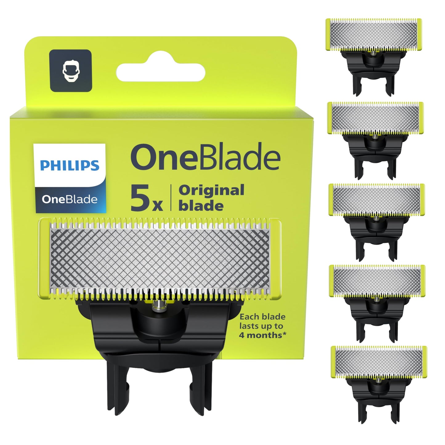 Philips OneBlade Original-rakblad för alla OneBlade- och OneBlade Pro-modeller, 5-pack (modell QP250/50)
