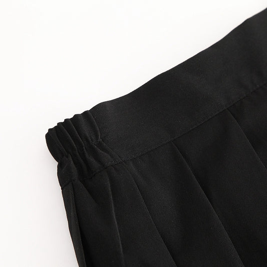 Line Plus Size Elastic Waist Black Mid-length Pleated Skirt