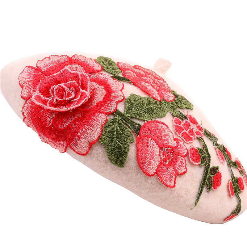 Ethnic Temperament Handmade Sticky Flower Beret