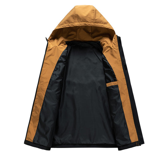 Men's Colorblock Hood Loose Trendy Coat