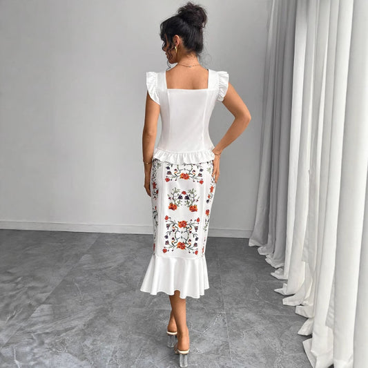 Women's Printed Top And Skirt