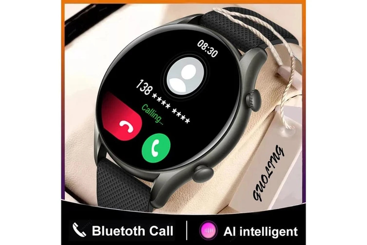 New 360*360 HD 1.32 Inch Screen Ladies Smart Watches Bluetooth Call Lady Sport Heart Rate Blood Oxygen Women Smartwatch+Box - Black
