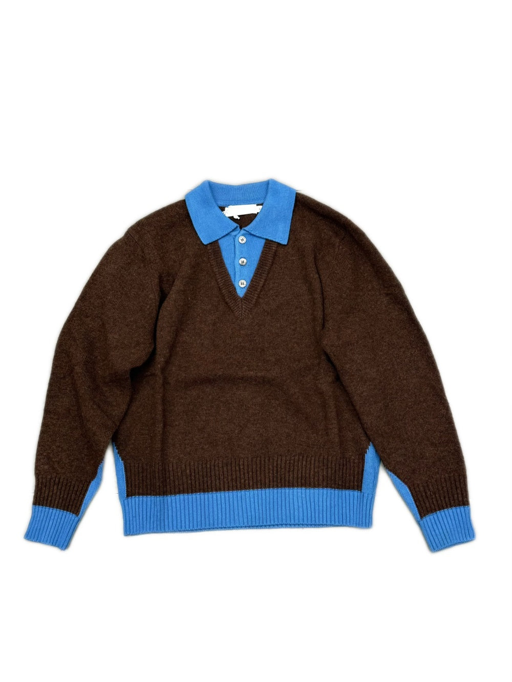 Two-piece-style Sweater With A Contrasting-color Lapel Neckline
