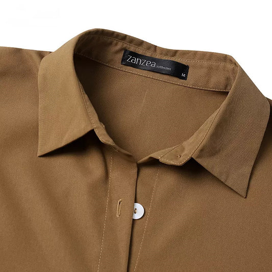 Shirt Solid Color Straight Leg Pants