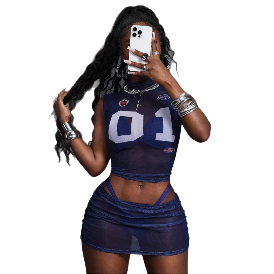 Printed Sheer Slim Fit Sporty Womens Set