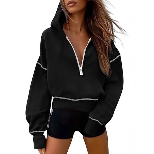 Dame Sweater Med Kort Lynlås
