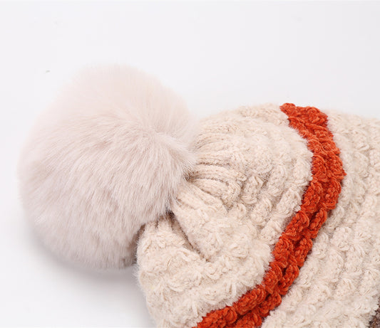 Ladies' New Autumn Fleece Warm Ball Knitted Hat