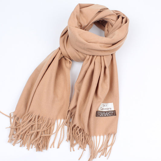 Solid color faux cashmere scarf for warmth