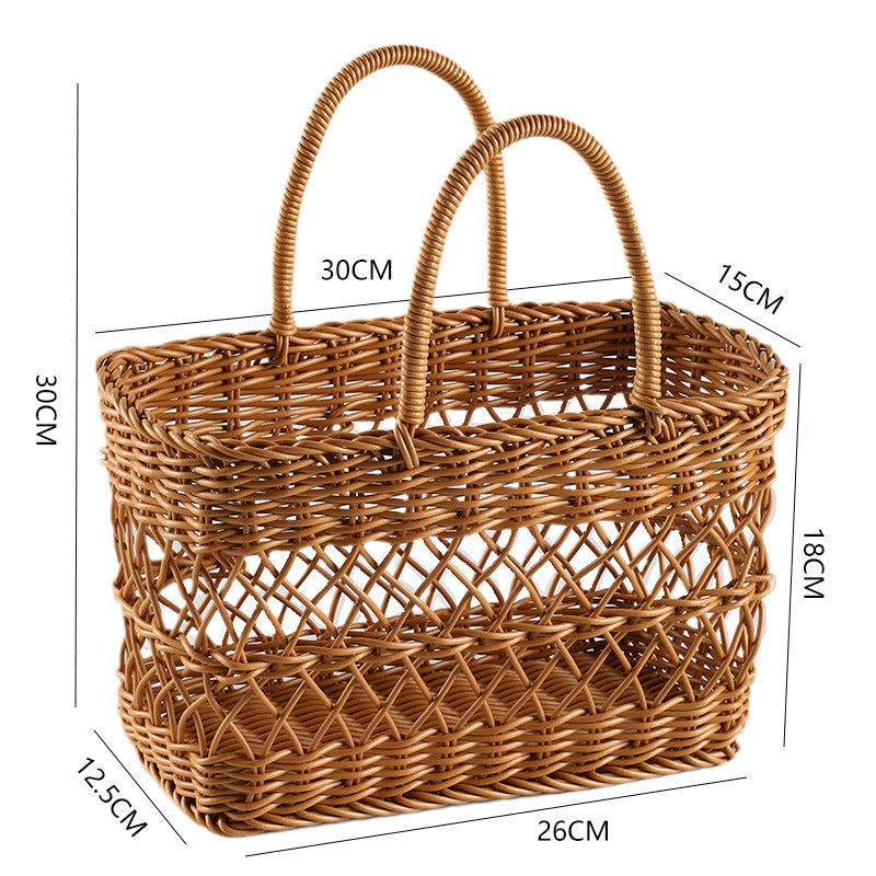 Picnic Basket Ins Style Props Rattan-like Hand-made Shopping Basket