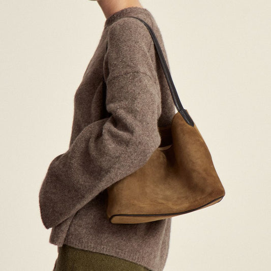 Suede Vintage Large-capacity Minimalist Tote Crossbody Bucket For Women Underarm Bag