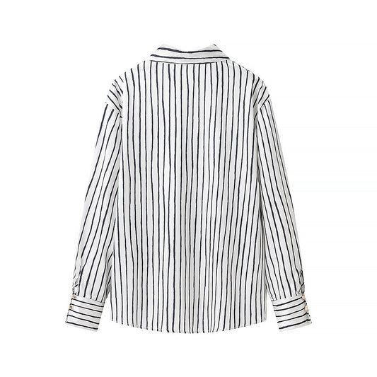 Women's Fashion Versatile Single Button Satin Texture Shirt