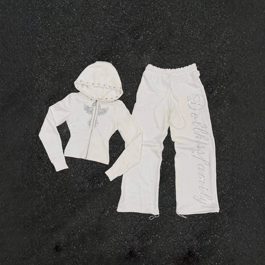 Y2K High-Street Trendy Rivet Straight Hoodie In Harajuku Style