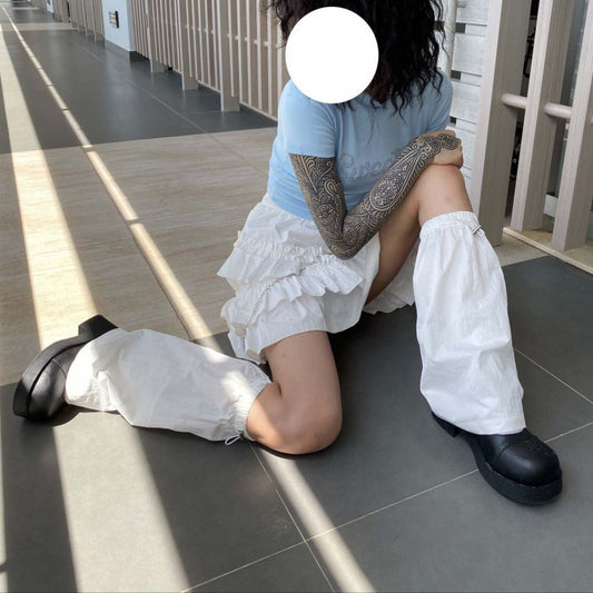 Spicy Girl White JK Socks With Mid Sleeve Drawstring