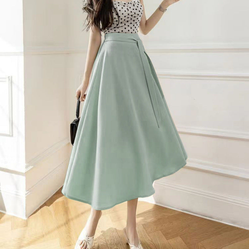 Line Skirt Draping Large Hem Mid-length Skirt
