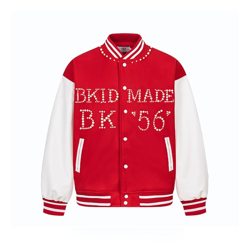 American Fashion Brand Beaded Baseball Uniform Jacket