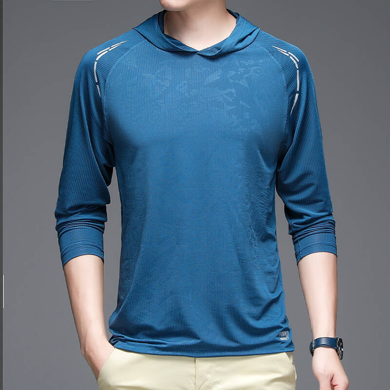 Ice Silk Long Sleeved T-shirt Men's Hooded Base Coat