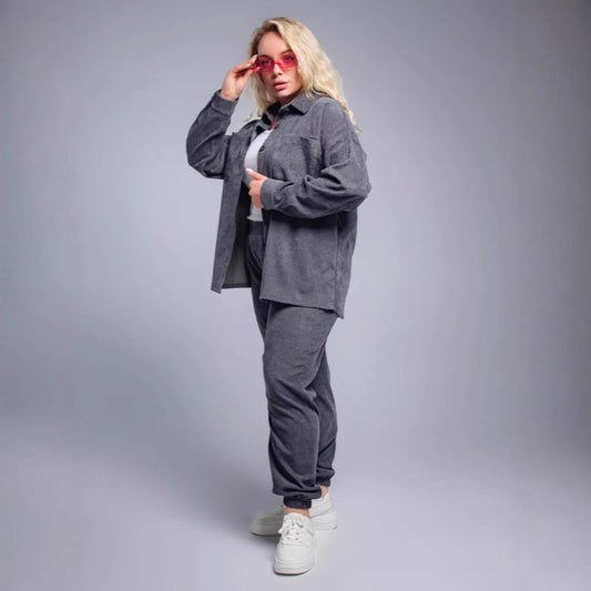 Shirt Casual Loose Corduroy Suit For Women