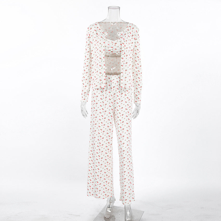Long-sleeve Underwear Long Pants And A Three-piece Loungewear Set