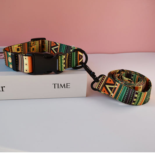 Nylon Printed Dog Collar Leash For Puppies