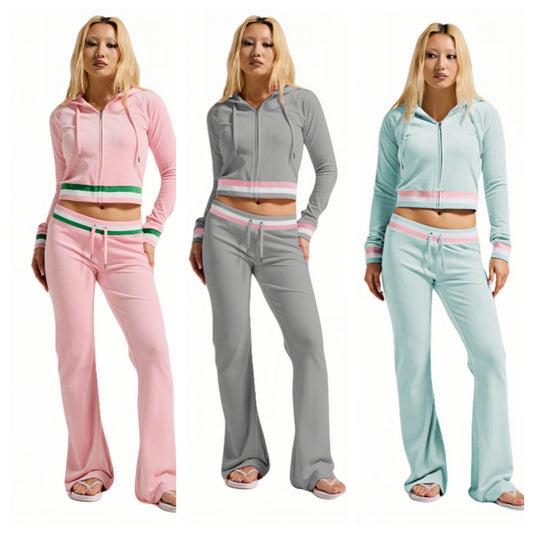 Silver Fox Fleece Hooded Cardigan Two-Piece Set