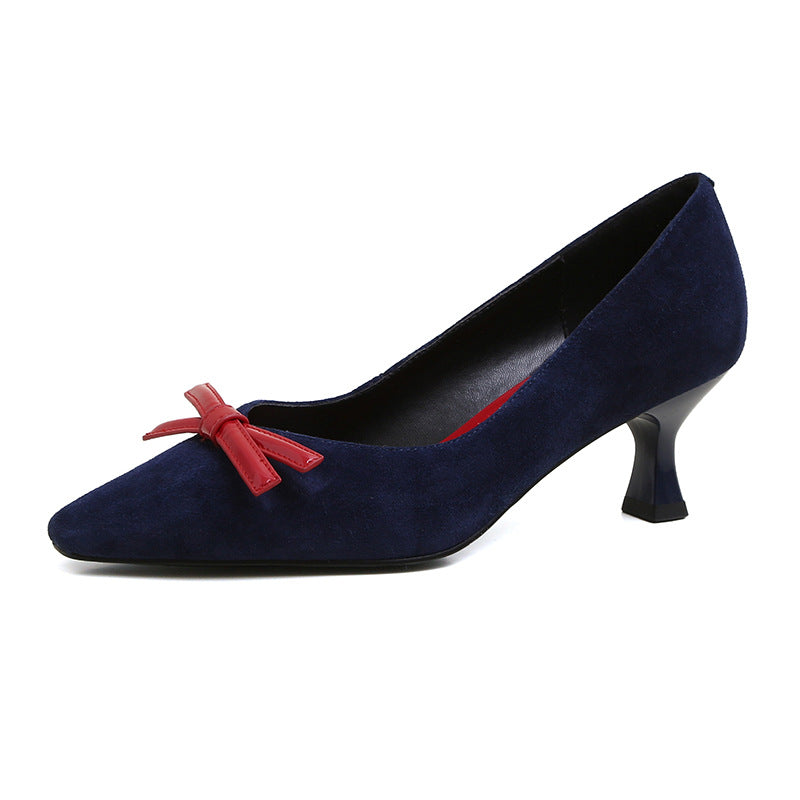 Simple And Elegant Low Top Shoes With Bow Stiletto Heel