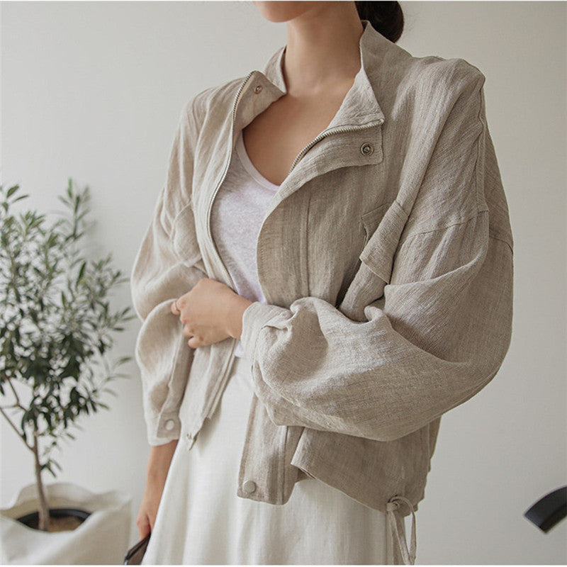 Utility Stand Collar Large Pocket Oversized Jacket Top