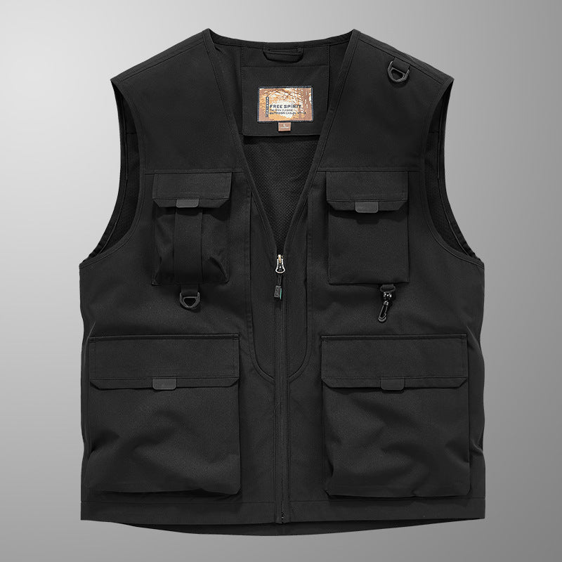 Frock Vest Men's Coat Fishing Multi-pocket Vest
