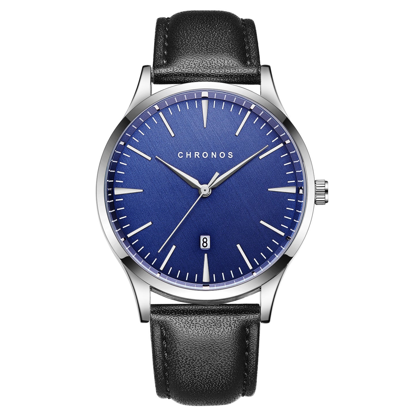 Men's Business Watch Vacuum Plating Stainless Steel Leather Strap Calendar Waterproof Watch